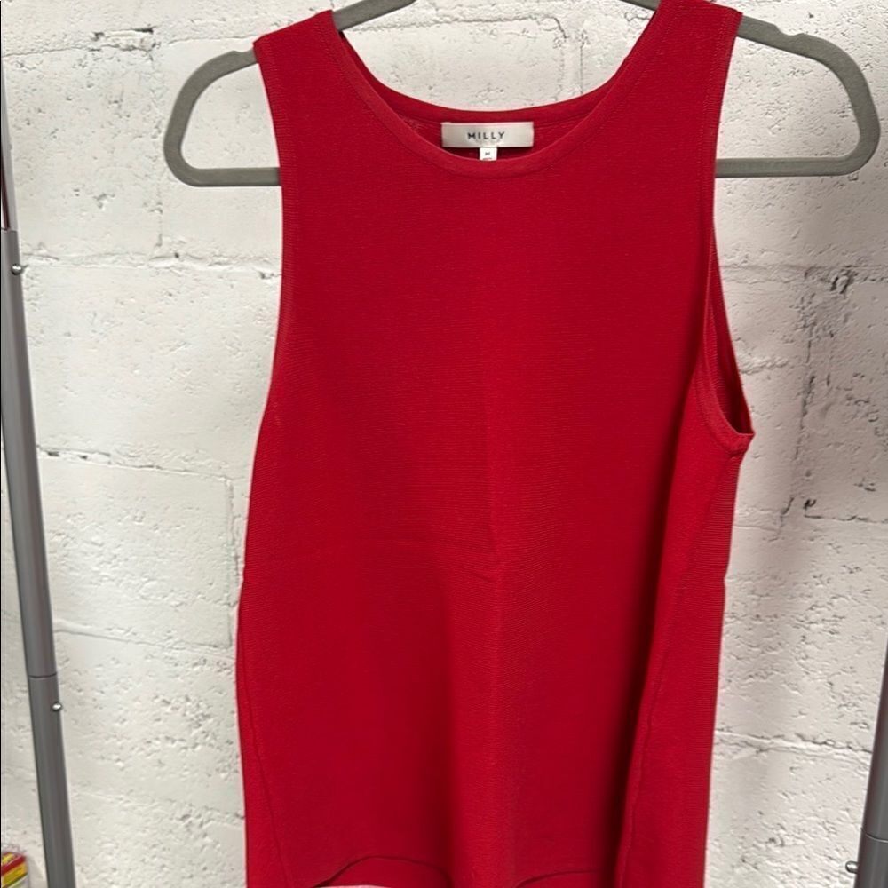 Milly Red Sleeveless Tank Top - Size Medium Shirt